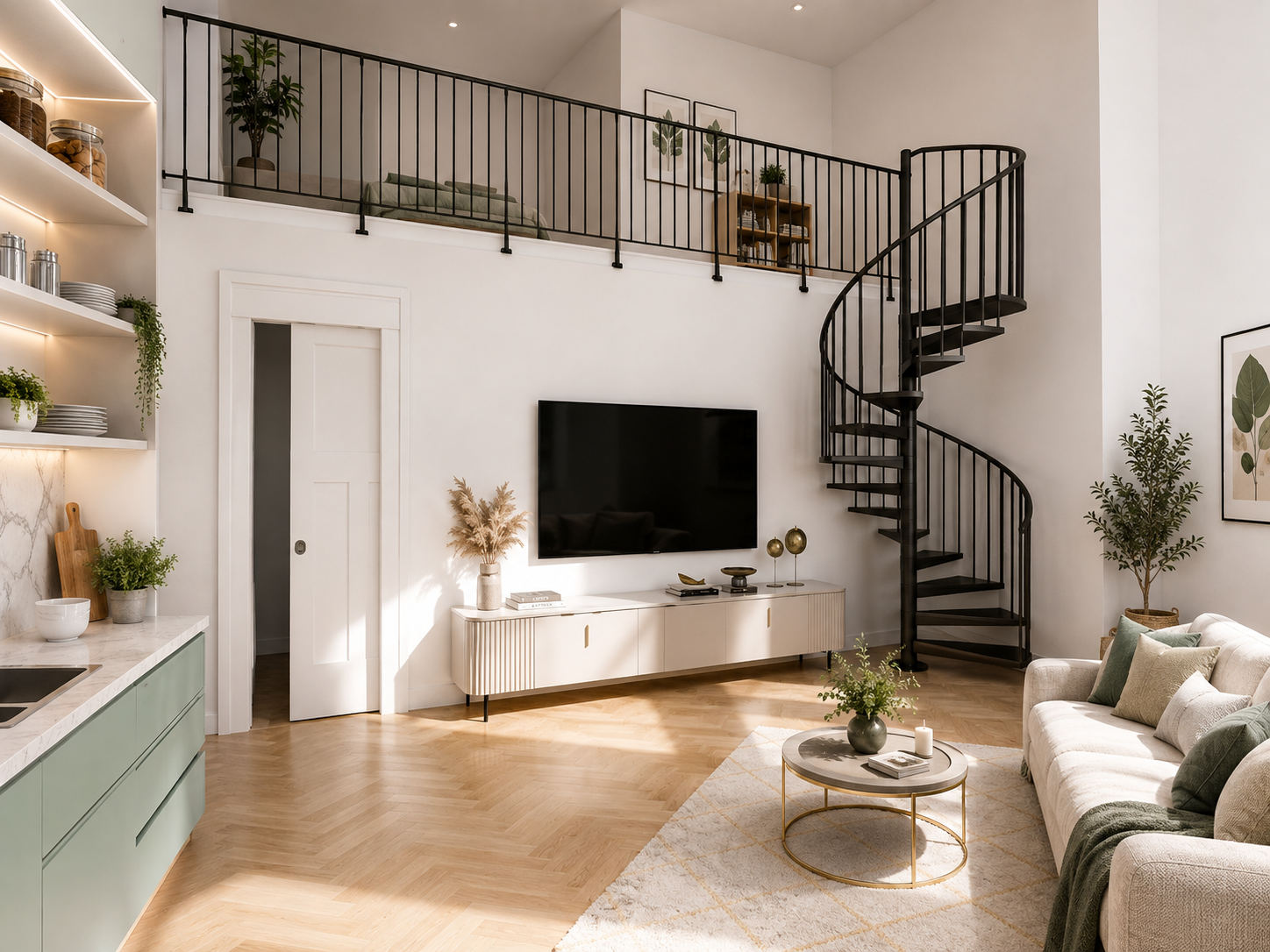 Interno con scala a chiocciola